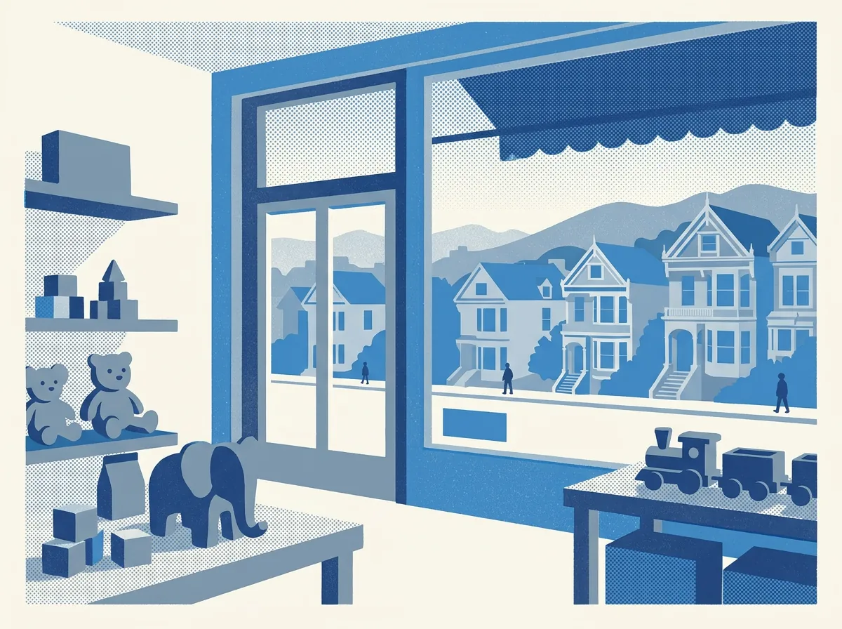 Illustration of toy stores in Berkeley